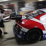 Pushing #22 out of the pits ready for free practice